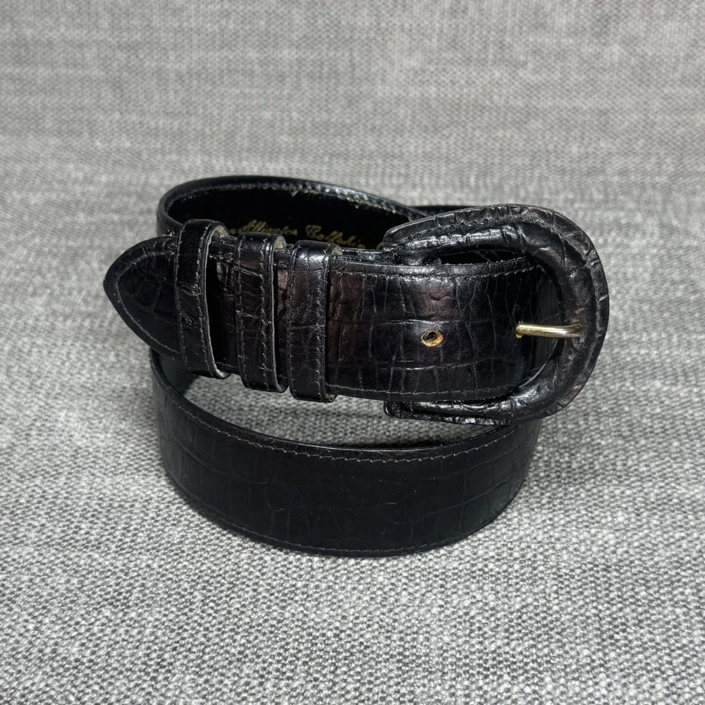 Cipriani Vintage Black Italian Alligator Calfskin Leather Belt Large Old Money